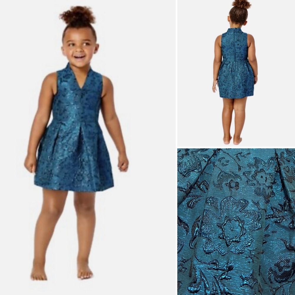 Lilly Pulitzer Mini Tanlee Teal Bay Brocade Dress 2T NEW